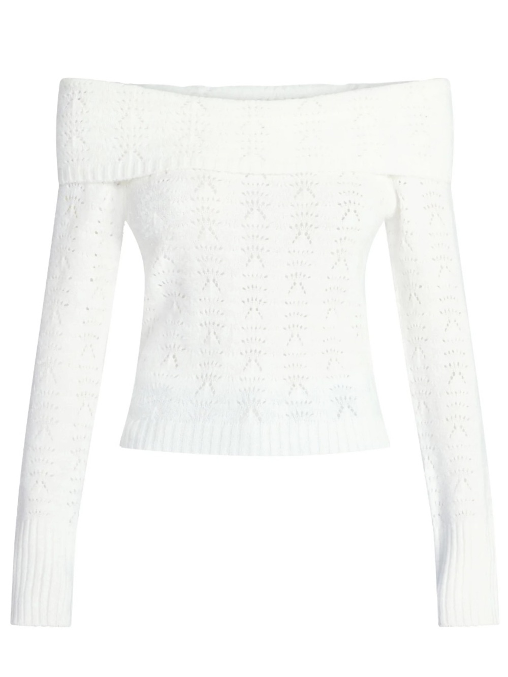 No Boundaries Pointelle Off-The-Shoulder Pullover Sweater